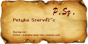 Petyka Szervác névjegykártya